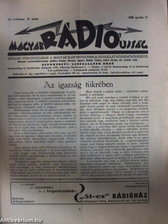 Magyar Rádió Ujság 1929. április 28-május 4.