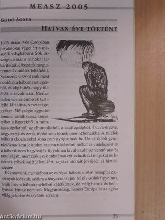 A Magyar Ellenállók és Antifasiszták Szövetségének évkönyve 2005