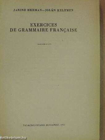 Exercices de Grammaire Francaise