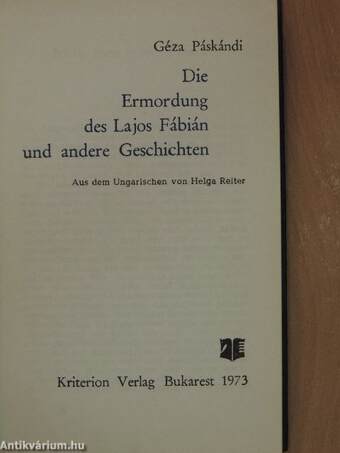 Die Ermordung des Lajos Fábián und andere Geschichten