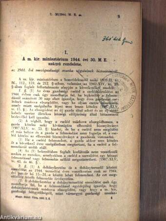 Magyarországi rendeletek tára 1944/1-299.