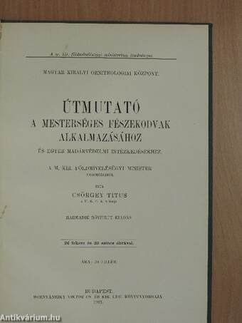 Útmutató a mesterséges fészekodvak alkalmazásához és egyéb madárvédelmi intézkedésekhez