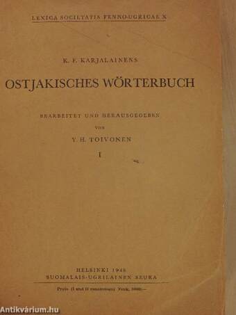 Ostjakisches Wörterbuch I-II.