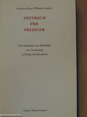 Textbuch für Prediger