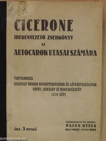 Cicerone idegenvezető zsebkönyv az autocarok utasai számára