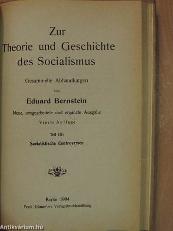 Zur Theorie und Geschichte des Socialismus I-III.