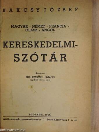 Magyar-német-francia-olasz-angol kereskedelmi-szótár