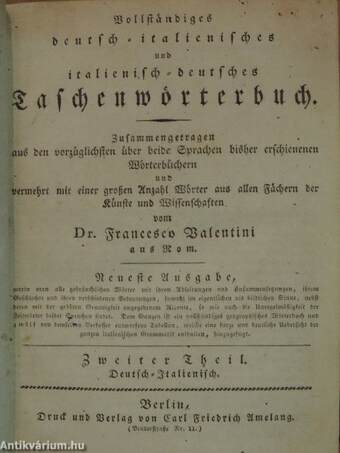 Vollständiges deutsch-italienisches und italienisch-deutsches Taschenwörterbuch II. rész (gótbetűs)