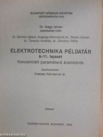 Elektrotechnika példatár 6-11. fejezet 