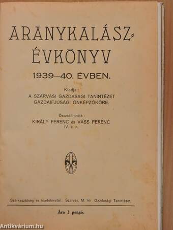 Aranykalász-évkönyv 1939-40. évben