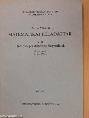 Matematikai feladattár VIII.