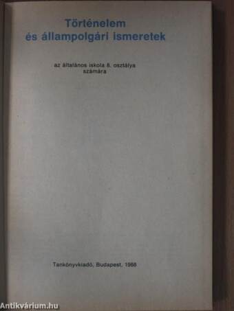 Történelem és állampolgári ismeretek az általános iskola 8. osztálya számára