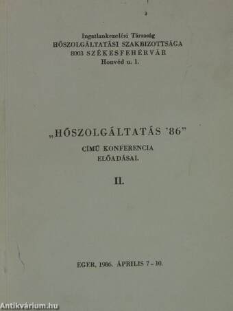 "Hőszolgáltatás '86" című konferencia előadásai II.