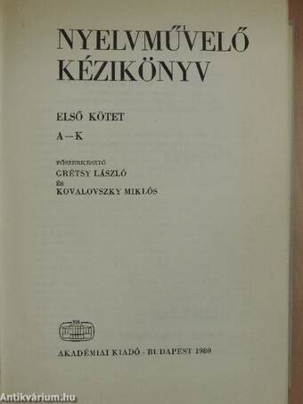 Nyelvművelő kézikönyv I. (töredék)