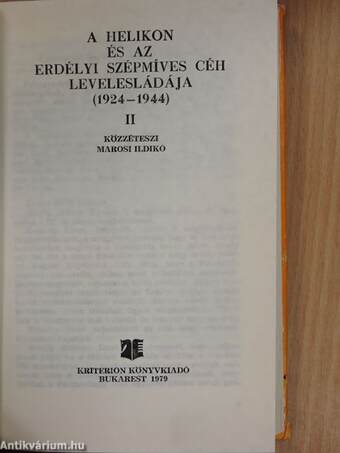 A Helikon és az Erdélyi Szépmíves Céh levelesládája II. (töredék)