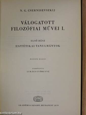 N. G. Csernisevszkij válogatott filozófiai művei I-II.