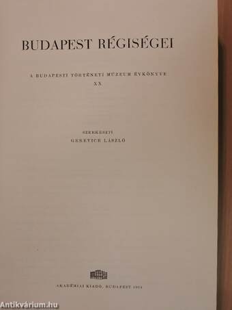 Budapest régiségei XX.