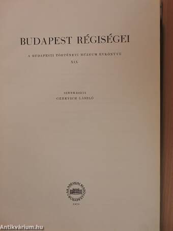 Budapest régiségei XIX.