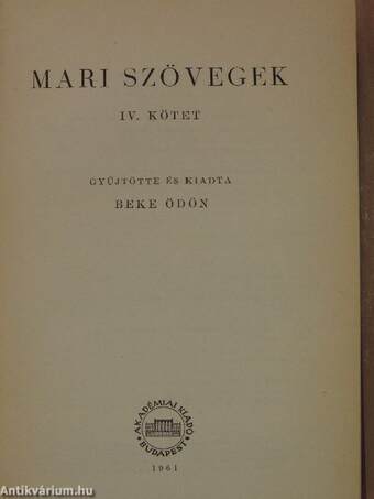 Mari szövegek IV.