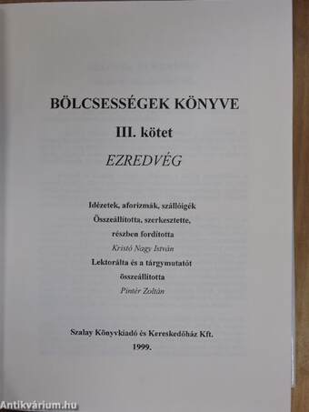 Bölcsességek könyve III.