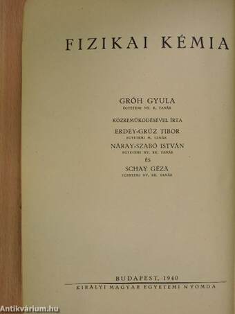 Fizikai kémia I.