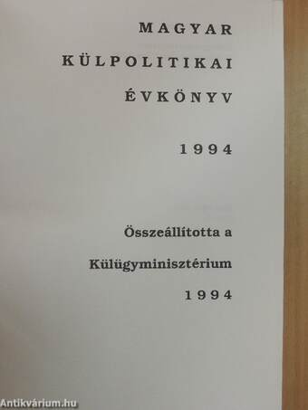 Magyar Külpolitikai Évkönyv 1994.