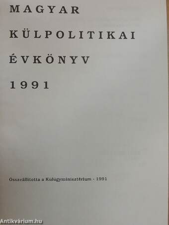 Magyar Külpolitikai Évkönyv 1991.