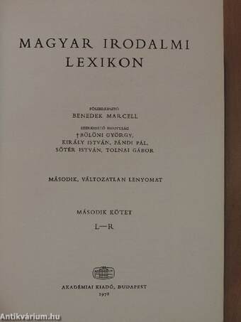 Magyar Irodalmi Lexikon II. (töredék)