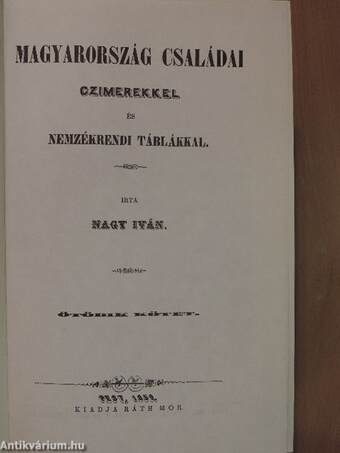 Magyarország családai czimerekkel és nemzékrendi táblákkal III. (töredék)