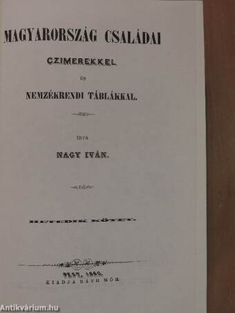 Magyarország családai czimerekkel és nemzékrendi táblákkal IV. (töredék)