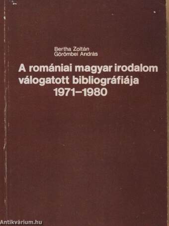 A romániai magyar irodalom válogatott bibliográfiája II.