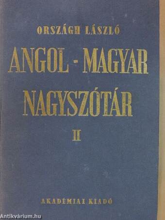 Angol-magyar nagyszótár II. (töredék)