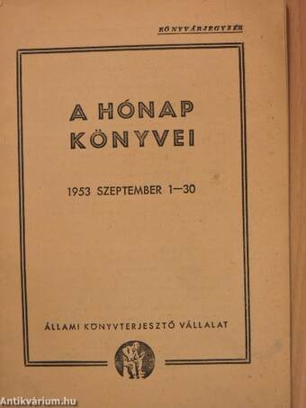 A hónap könyvei 1953. szeptember 1-30.