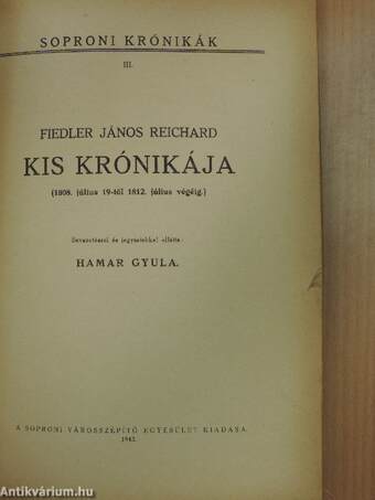 Soproni Szemle 1943. február 15./Fiedler János Reichard kis krónikája