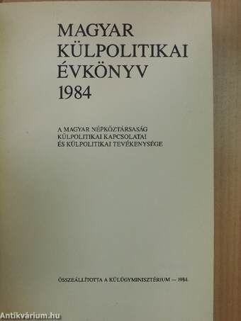 Magyar Külpolitikai Évkönyv 1984.