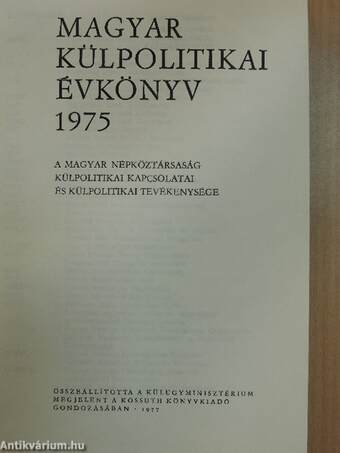 Magyar Külpolitikai Évkönyv 1975.