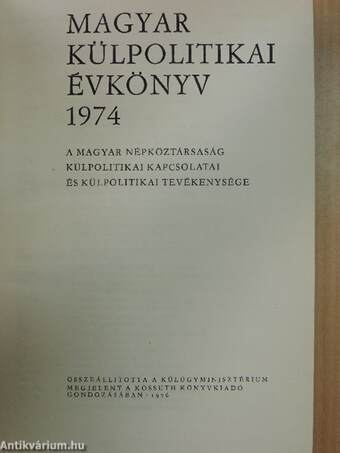 Magyar Külpolitikai Évkönyv 1974.