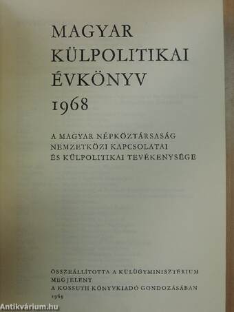 Magyar Külpolitikai Évkönyv 1968.