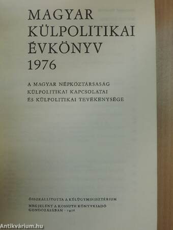 Magyar Külpolitikai Évkönyv 1976.