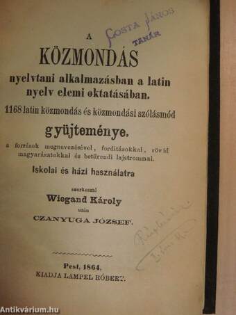 A közmondás nyelvtani alkalmazásban a latin nyelv elemi oktatásában