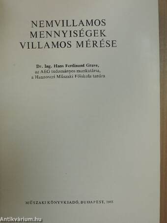 Nemvillamos mennyiségek villamos mérése