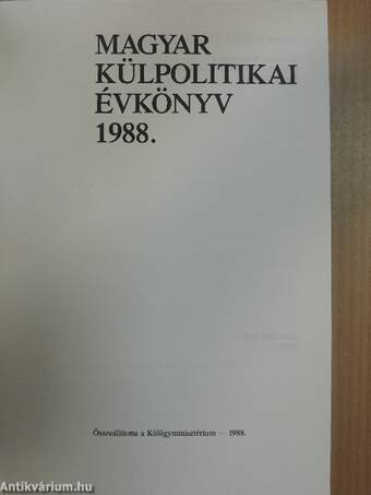 Magyar Külpolitikai Évkönyv 1988.