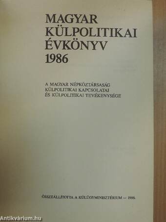 Magyar Külpolitikai Évkönyv 1986.