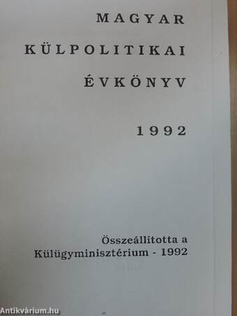 Magyar Külpolitikai Évkönyv 1992.