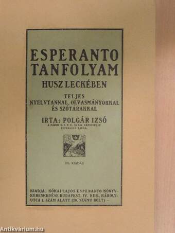 Esperanto tanfolyam husz leckében