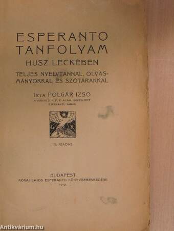 Esperanto tanfolyam husz leckében