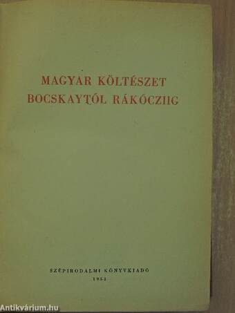 Magyar költészet Bocskaytól Rákócziig