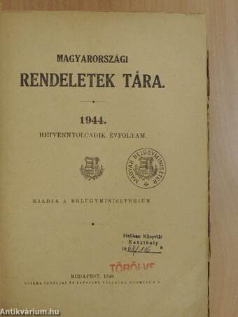 Magyarországi rendeletek tára 1944. IX-X.