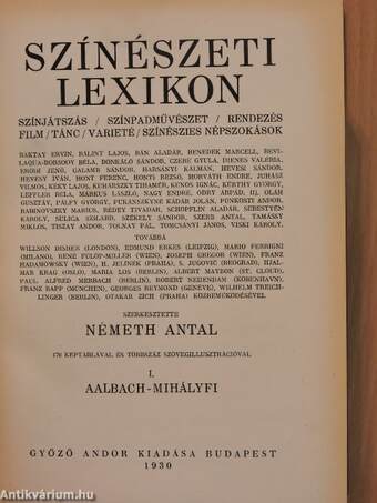 Színészeti lexikon I-II.