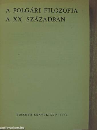 A polgári filozófia a XX. században